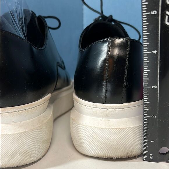 Italian made, Sleek Black Platform Sneakers women's size 10 - Picture 6 of 8